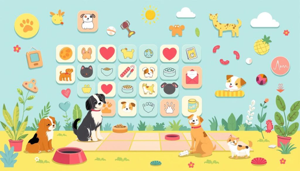 Jogo de cuidados com pets e rotina diária