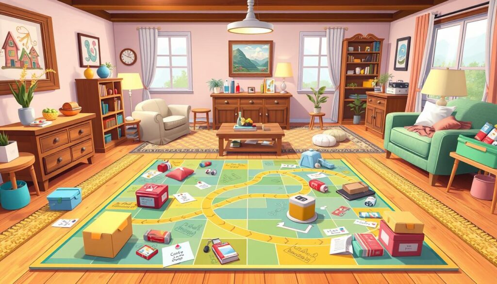 Jogo de organização da casa com desafios