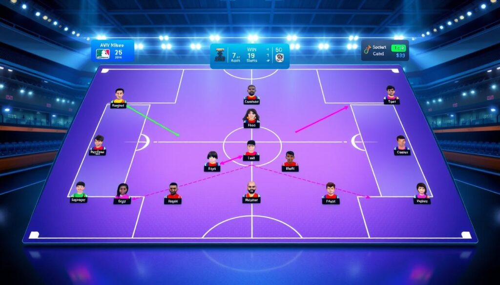 Jogo de tática esportiva para montar escalação